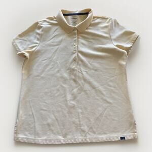 L.L.Bean Womens Polo Shirt Large Yellow Cotton Short Sleeve Top